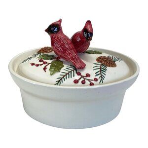 Sonoma Knollwood Cardinals Christmas Casserole Covered Dish Decorative Holiday